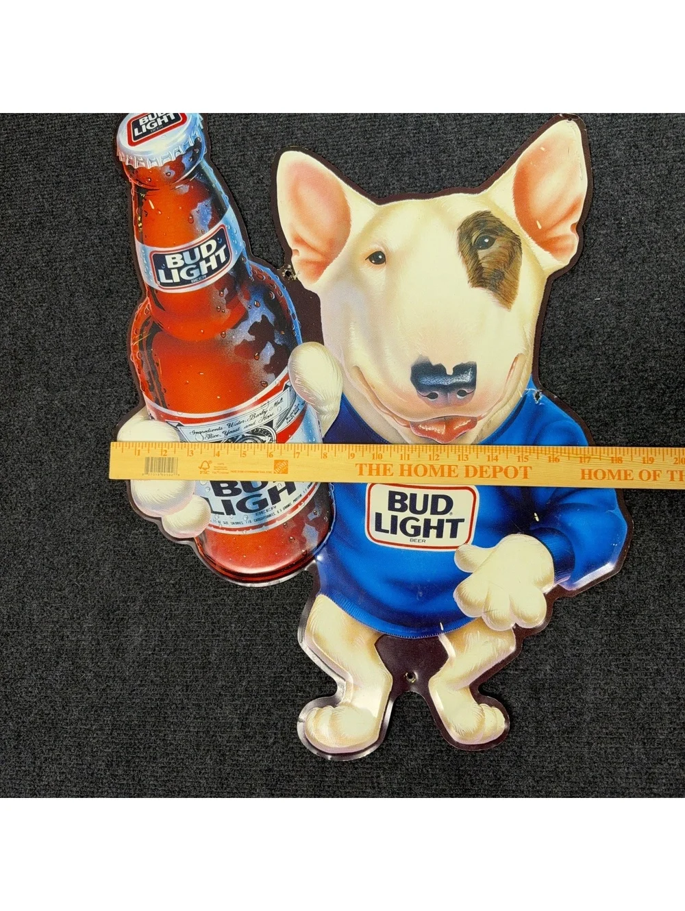 Vintage 1989 Bud Light Spuds MacKenzie Metal Sign Original Beer Advertising 3D